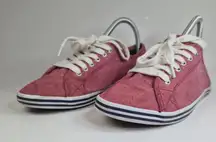 Nautica Shoes Womens 7 Casual Low Top Sneakers NW007E Pink Fabric Lace Up Flats