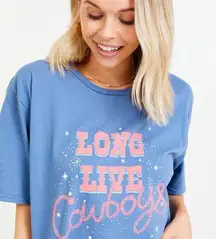 Altar'd State  Long Live Cowboys Western Nashville Graphic Tee Blue Pink Cowgirl