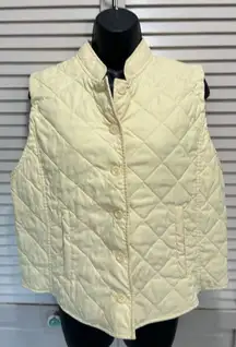 Van Heusen Soft Yellow Quilted Vest Jacket Button Up Pockets‎ Size Large