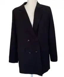 Women’s Oversized Boyfriend Single Breast Black Button Blazer Medium