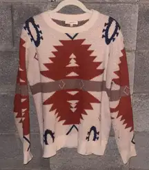 Magnolia Boutique Crew Neck Fleece Sweater S Aztec BoHo western