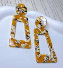 Yellow Colorful Rectangle Earrings 