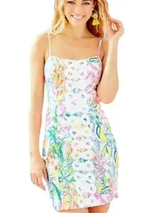 Lilly Pulitzer  SHELLI STRETCH MULTI FIESTA BAMBI LINED THIN STRAP BOW BACK DRESS