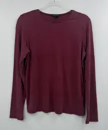 Eileen Fisher‎ Shirt Womens Medium Burgundy Tencel Lyocell Long Sleeve Made USA