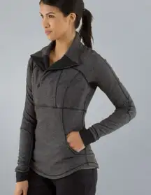 Lululemon Base Runner 1/2 Zip Heathered Herringbone Black Size 10