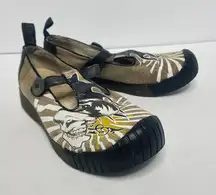 Dr Doc Martens 12585 Shoes Womens 9 41 Tan Skulls Rising Sun Canvas Mary Jane