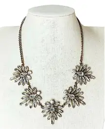 J. Crew‎ Gold Rhinestone Crystal Cluster Statement Padgent Wedding Necklace