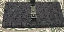 GUCCI Jackie Bifold Long Wallet purse  GG Canvas denim Authentic