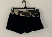 vintage micro mini athletic shorts black with camo detail size M