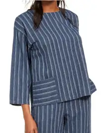 Eileen Fisher Navy Striped Set Size Large