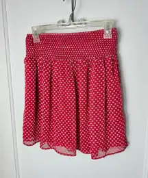 Old Navy Red White Geometric Polka Dot Smocked Twirl Skirt Holiday Small