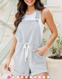 Grey Drawstring Short Overalls