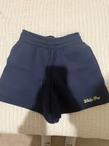 navy blue white fox sweat shorts