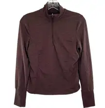 Apana Brown Long Sleeve Quarter Zip Yoga Top