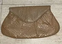 LAUREN MERKIN NYC GOLD EMBOSSED SNAKESKIN  FAUX LEATHER‎ SMALL CLUTCH BAG