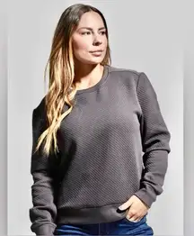 Born Primitive Gray Quilted Long Sleeve Crewneck Sweater Women’s Size Small