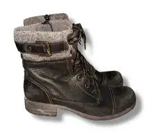 Earth Spirit Madera Black‎ Lace Up Faux Fur Leather Side Zip Boots Sz 10