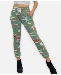 NSF Sayde Camouflage Distressed Joggers Women’s Size S