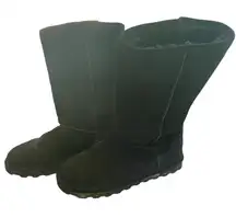 Bearpaw Elle Tall Winter Boots Suede Sheepskin‎ Lined Black Womens 9 Warm Cozy
