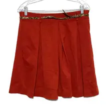 Tommy Hilfiger Red Skirt 8 Pleated Leopard Belt Preppy Y2K Classic Career Office