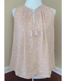 Flowy Blush Floral Tie Neck Tassel Boho Chic Sleeveless Modcloth Top by Fun2Fun