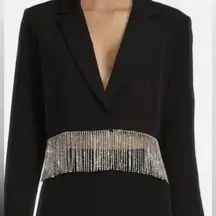 Gianni Bini Anya Rhinestone Fringe Point Collar Long Sleeve Coordinating Jacket