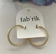 Fab'rik Gold Hoop Earrings Twisted Rope Design Fashion‎ Jewelry