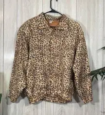 Fuda International Silk Leopard Print Bomber Jacket size M Medium