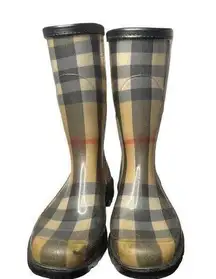 Burberry  Nova Check Pattern Rubber Rain Boots Size 38 /8