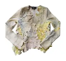 Anthropologie Sunday in Brooklyn Yellow Lace Floral Cardigan XS