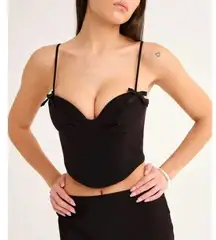 Rumored A Little Dream Top Corset Crop Tank Top Bows Black Large New Whimsygoth