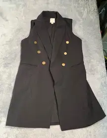 Joie longline black blazer vest small