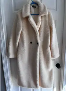 Women's Cream Teddy Coat Faux Sherpa Style Size Large