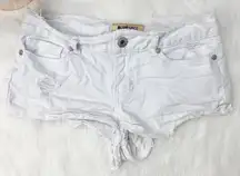 White Distressed Denim Shorts 