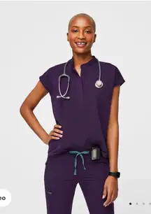 Figs Purple Jam Rafaela Scrub Top Medium