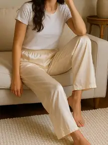 Vanity Fair Vintage Silky Nylon Lounge Pajama Pants Women’s S Cream Sleepwear