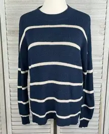 AMERICAN EAGLE OUTFITTERS Jegging Fit Sweater Lightweight Navy/Oatmeal Stripe-XS