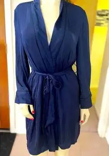 Banana Republic XS Satin Robe Long Sleeve V-Neck Royal Blue