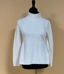 RDI White Knit Peplum High Mock Neck Sweater Size SP