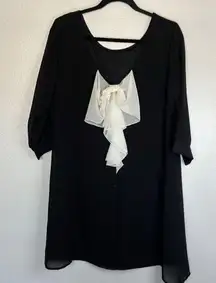 EUC Heartsoul Black Sheath Dress With White Bow Back Size XL
