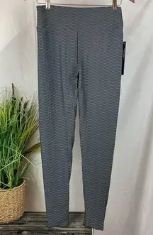 New Mix Gray Textured Print Athletic Sport Rear Center Gather Leggings NEW 1XL