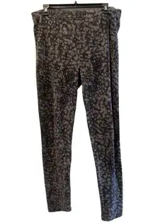 Cuddl Duds Fleecewear With Stretch Leopard Print Leggings Black Gray Size Large