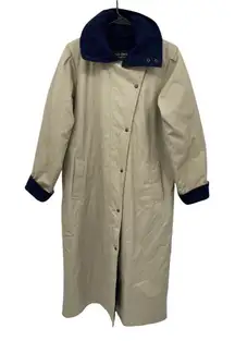 Temp Europa London Fog Trench Coat Womens 10 Regular‎ Tan Blue Wool Lined