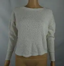 by Anthropologie Temecula Cream Pullover Sweater Wide Neck Ribbed Contrast XS