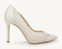 Badgley Mischka Weslee III Princess Pump Sz 9.5 NWOB Pearl Embellishments Bride
