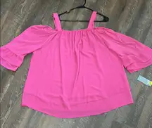 Valerie Stevens Women's Off the Shoulder Top 
Pink Size 3X NEW Ruffle‎ Sleeves