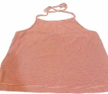 Brandy Melville One Size Red Ribbed Striped Cotton Halter Sleeveless Top