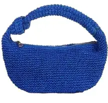 BTB Los Angeles Women’s Cobalt Blue Straw Raffia Lucia Knotted Hobo Bag