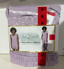 NWT Live to Lounge 4-Piece Pointelle Lounge Set Pajama Purple Lavender Light M