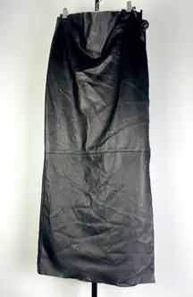 Design Lab Revolve Sold  Black Lamb Leather & Wool Long Wrap Skirt